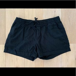 Black linen shorts
